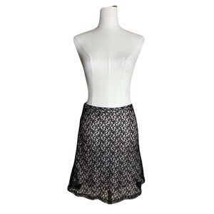 Vintage 90s Black Floral Lace Mini Skirt